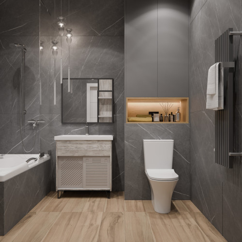 Унитаз-компакт EVA GOLD T2334 тонкое сиденье ДП, безободковый, гориз. вып., круговой смыв