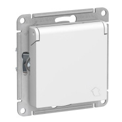 Розетка 2P+Е AtlasDesign белый со шторками,крышка SchE ATN000146