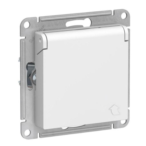 Розетка 2P+Е AtlasDesign белый со шторками,крышка SchE ATN000146