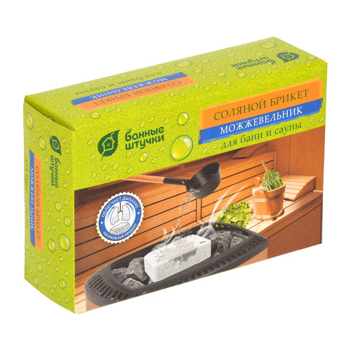 Соляной брикет 1300г с травами Можжевельник 