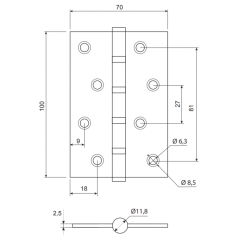 Петля врезная Code Deco 100*70*2,5-B4-GRF графит (00-00021708)