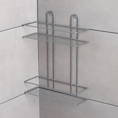 Полка для ванной комнаты прямоугольная 2-х ярусная, 26,5х10,5х35 см, цвет хром