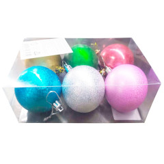 Шары новогодние набор 6шт 6см ассорти (2191)