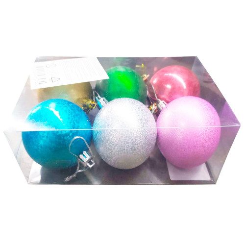 Шары новогодние набор 6шт 6см ассорти (2191)