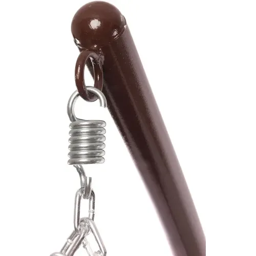 Кресло подвесное с ротангом Капля коричневое с красной подушкой