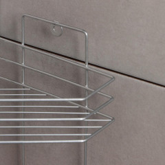 Полка для ванной комнаты угловая с мыльницей и вешалкой 2-х ярусная, 25,5х42,5 см, цвет хром