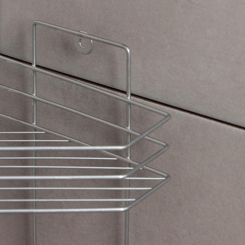 Полка для ванной комнаты угловая с мыльницей и вешалкой 2-х ярусная, 25,5х42,5 см, цвет хром