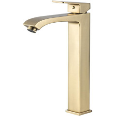 Смеситель для умывальника FRAP F1076-23 сатин золотой, высокий