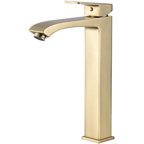 Смеситель для умывальника FRAP F1076-23 сатин золотой, высокий