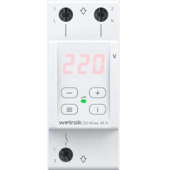 Реле напряжения Welrok D2-40 1P 40A 2 мод Красная, термозащита
