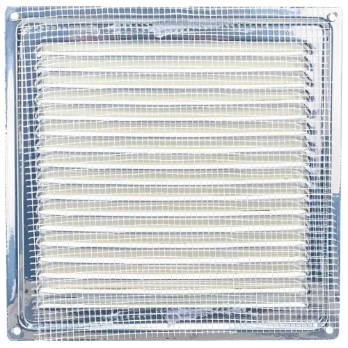 Решетка металлическая с сеткой 175*175ВР серебро