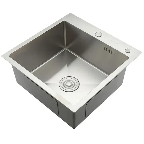Мойка нерж. врезная GAPPO 50х50х21,5 см тол. 3 мм, сатин (сифон, коландер) GS5050