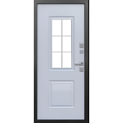 /Дверь метал. PROTERMA 11 см 3D Стеклопакет Букле графит/Белый матовый (2050*860, Правая)