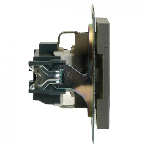 Розетка 2P+Е Катрин графит с защитной шторкой GLS16-7110-06