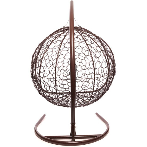 Кресло подвесное с ротангом ДЛЯ ДВОИХ коричневое с коричневой подушкой