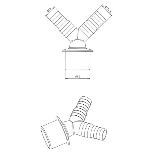Адаптер для подключения слива бытовой техники ф 40 V-образный d-20/23
