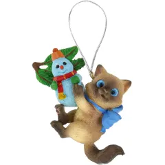 Украшение ёлочное Котик на веточке 7см полирезина (8\3540)