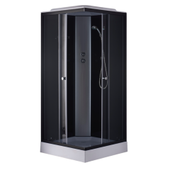 Душевая кабина квадрат EVA GOLD 90х90см низ. поддон, чёрное заднее стекло, чёрный матовый профиль T901BB-Q (4кор.)