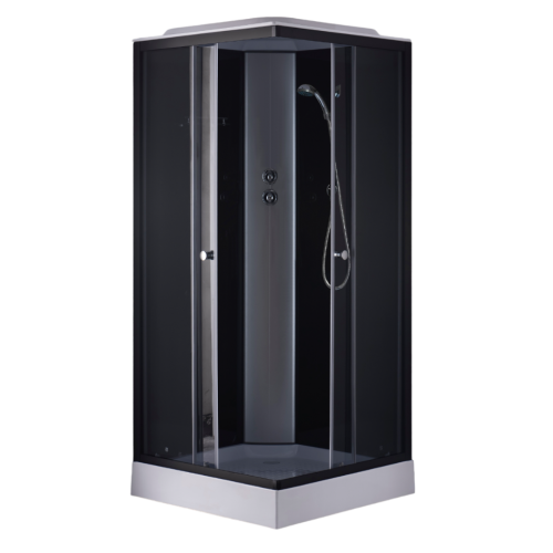 Душевая кабина квадрат EVA GOLD 90х90см низ. поддон, чёрное заднее стекло, чёрный матовый профиль T901BB-Q (4кор.)