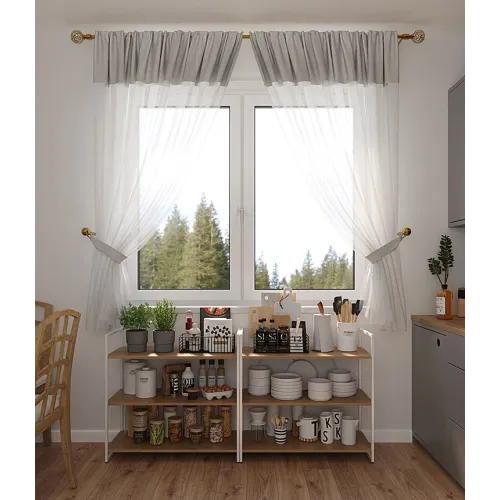 Комплект Портьер Ле-Гранд Софт-Вуаль 135*160 стальной, с подхватами (В уп. 2шт.) (ЦЕНА ЗА УП.)