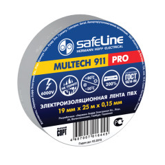 Изолента ПВХ 19мм х 25м серо-стальная SAFELINE (100916)