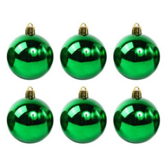 Шары новогодние Винтажный глянец зеленый набор 6 шт, диаметр: 8 см (735677)