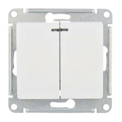 Выключатель 2-кл GLOSSA белый/подсв. GSL000153 (458713)
