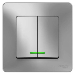 Выключатель 2-кл BLANCA 10А с подсветкой алюм. SchE BLNVS010513