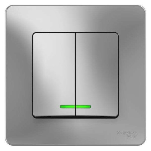 Выключатель 2-кл BLANCA 10А с подсветкой алюм. SchE BLNVS010513