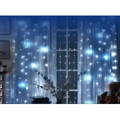 Гирлянда-занавес FERON 204LED 5000К 2*1,5м строб эффект (677887)