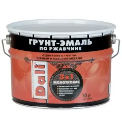 Грунт-эмаль DALI по ржавчине молотковая шоколад 10 л