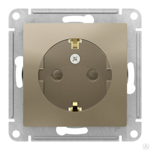 Розетка 2P+E AtlasDesign шампань SchE ATN000543
