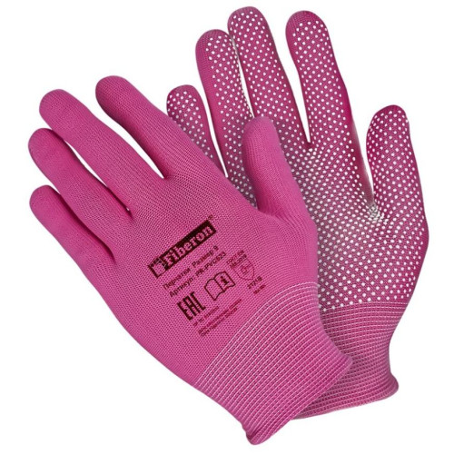 Перчатки полиэстер Fiberon цветные, ПВХ-точка (480242)