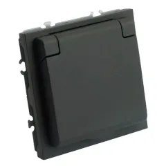 Розетка 2P ЭМИЛИ защ.шторки с крышкой черный RST16-5113-05