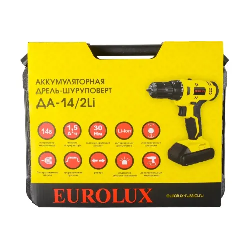 Шуруповерт EUROLUX ДА-14/2Li (900/72/14/39) (*15)