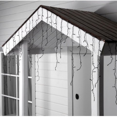 Гирлянда LUAZON LIGHTING Бахрома 3х0,6м темная нить, 160 LED свечение теплое белое с мерцанием (3584177)