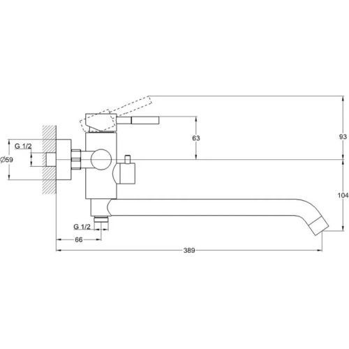 Смеситель для ванны G-LAUF ZAP7-А090, ф 35