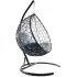 Кресло подвесное с ротангом Капля черное с пепельной подушкой