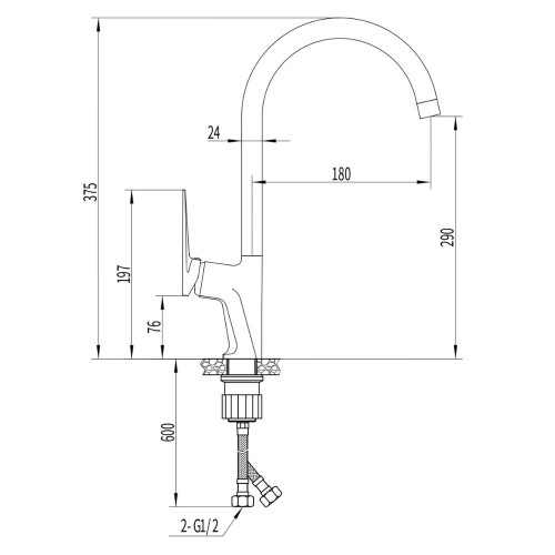 Смеситель для кухни EVA GOLD FK17GR-PVD VESTA оружейная сталь