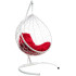 Кресло подвесное с ротангом Капля белое с красной подушкой