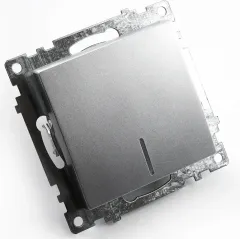 Выключатель 1-кл Катрин с подсветкой серебро GLS10-7101-03