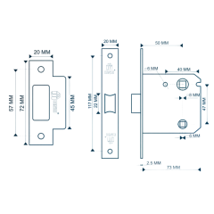 /Защелка межкомнатная МSМ L 47 SВ латунь мат.(11027)