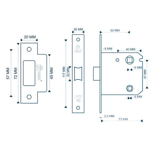 /Защелка межкомнатная МSМ L 47 SВ латунь мат.(11027)
