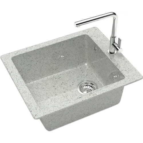 Мойка комп. глянц. MARRBAXX прямоугольная без крыла Z8/Q10 500х425х195мм, светло-серая, сифон