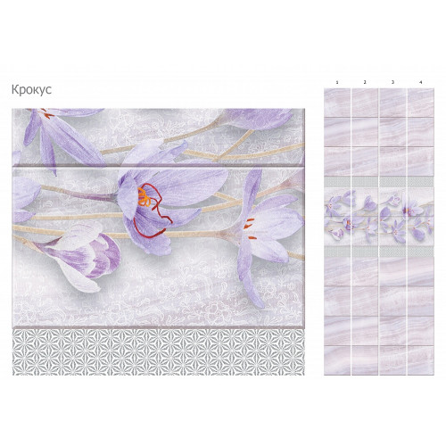 Панель ПВХ Unique 2,7*0,25*8 Крокус с глиттером серебро (лазерная печать) (12)