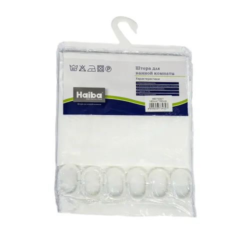 Шторка для ванной HAIBA HB75001 180x180cм 12 колец, белый узор (812669)