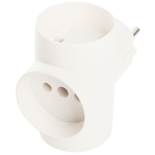 Разветвитель сетевой (тройной) 10А 250B STEKKER белый (T-образный) ADP10-15-20 39227