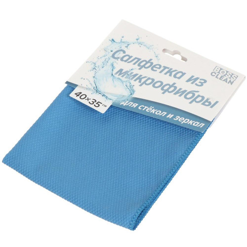 Салфетка бытовая Bossclean микрофибра для стекол и зеркал 35х40см (348127)