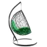Кресло подвесное с ротангом Капля черное с зеленой подушкой