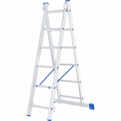 Лестница СИБРТЕХ двухсекционная 2х6, алюминиевая, 1.67/2.52м (97906)